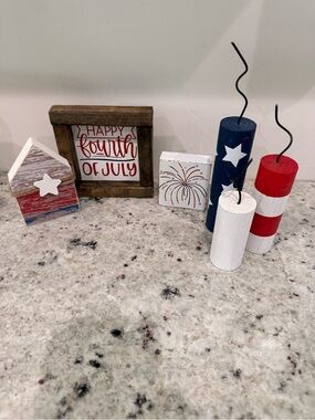 Patriotic Fourth of July Wood Décor Set - Red, White & Blue